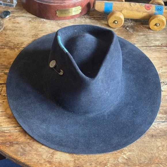 Teressa Folgia blue black beaver 100X flat hat felt fedora Nick fouquet 58-59